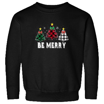 Discover Be Merry Christmas Tree Buffalo Plaid Family Match Sweatshirts