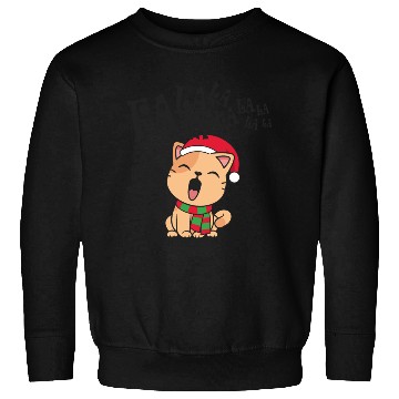 Discover Cute Christmas Cat Singing Fa la la la Song Sweatshirts