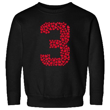 Discover Number 3 Hearts Shaped 3rd Birthday Valentine Day Sweatshirts