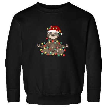 Discover Christmas Animal Sloth Fairy Lights Hat Sweatshirts