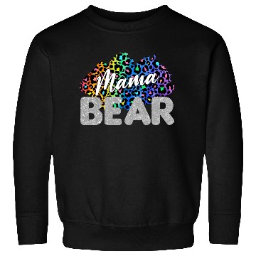 Discover Mama Bear Leopard Silver Glitter Sweatshirts