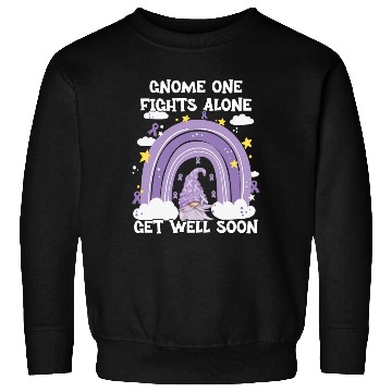 Discover Gnome One Fights Alone Lavender Cancer Sweatshirts
