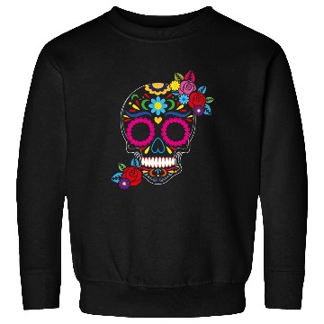 Discover Day of The Dead Colorful Sugar Skull Sweatshirts