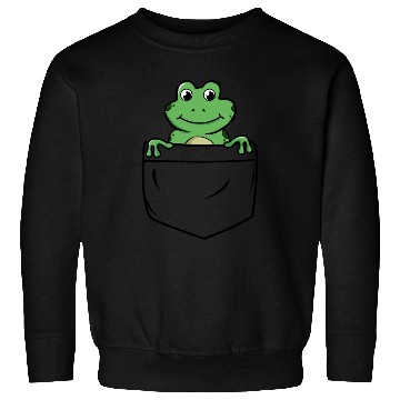 Discover Happy Little Green Frog in the Pocket Funny Animal Sweatshirts
