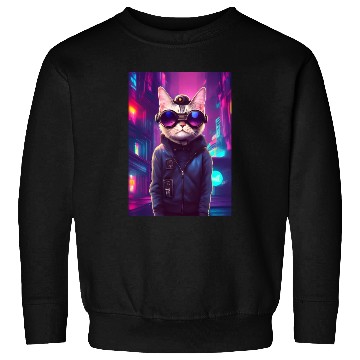 Discover Techno Cat In Japan Neon City Sweatshirts