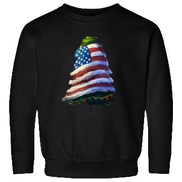 Discover Patriotic Christmas Tree Wrapped In US Flag Sweatshirts