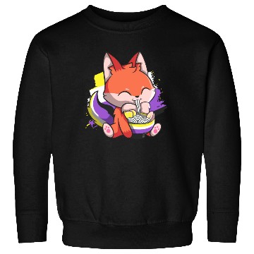 Discover Nonbinary Pride Kawaii Fox Ramen Noodles Non Binar Sweatshirts