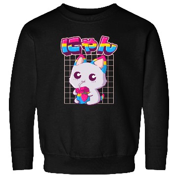 Discover Pansexual Pride Kawaii Cat Strawberry Milk Pansexu Sweatshirts