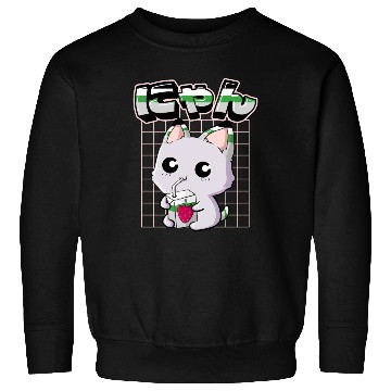 Discover Demiromantic Pride Kawaii Cat Strawberry Milk Sweatshirts