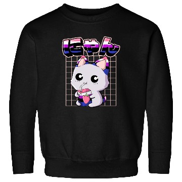 Discover Genderfluid Pride Kawaii Cat Strawberry Milk Sweatshirts