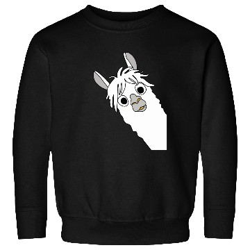 Discover Laughing alpaca comic lama in white with big eyes Sweatshirts
