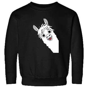 Discover Laughing alpaca comic lama in white with big eyes Sweatshirts