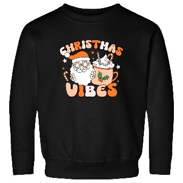 Discover Retro Groovy Christmas Vibes Cute Santa Claus Xmas Sweatshirts