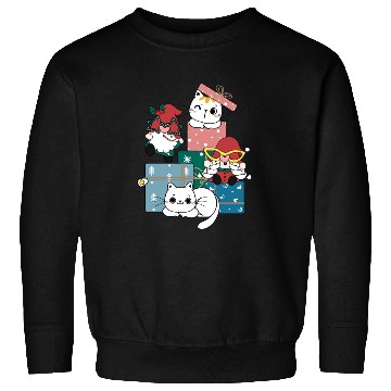 Discover cute gnome and kitty cats on present gift box Sweatshirts