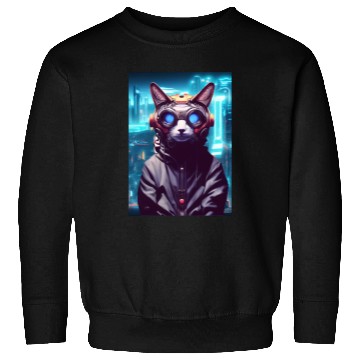 Discover Techno Cat In Japan Neon City Sweatshirts