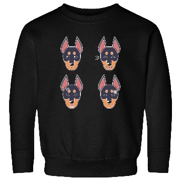 Discover Funny Doberman Dog Cartoon Face Sweatshirts