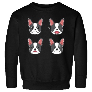Discover Funny Boston Terrier Dog Cartoon Faces Sweatshirts