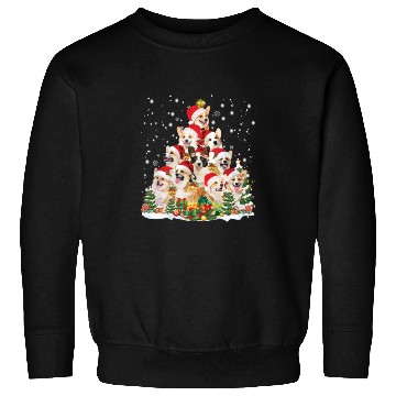 Discover Corgi Christmas Tree Santa Hat Dog Lover Sweatshirts