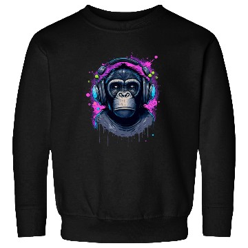 Discover ape, primate, monkey wearing headphones Sweatshirts