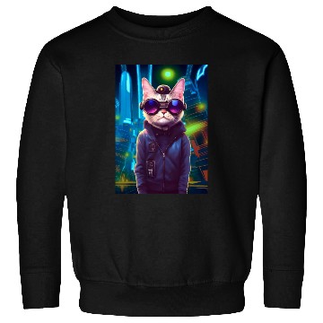 Discover Techno Cat In Japan Neon City Sweatshirts