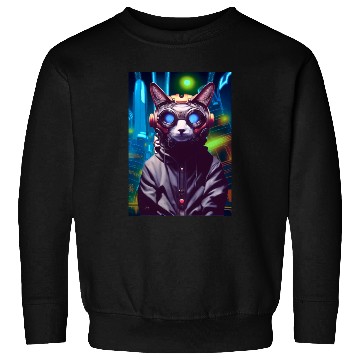 Discover Techno Cat In Japan Neon City Sweatshirts