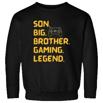 Discover SON BROTHER GAMING LEGEND for gamer yellow text Sweatshirts