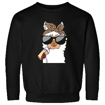Discover Llama Leopard Girls Women Alpaca Lover Sweatshirts