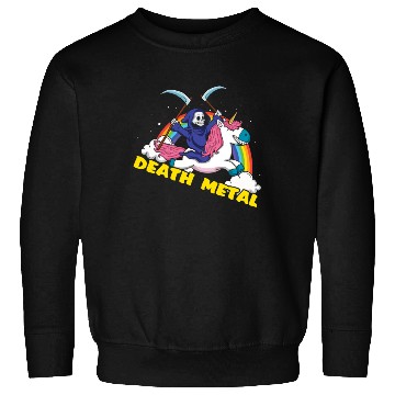 Discover Skeleton Unicorn Rainbow Metal Music Lover Sweatshirts