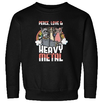 Discover Rock Love Peace Metal Kid Music Heavy Trash Racoon Sweatshirts