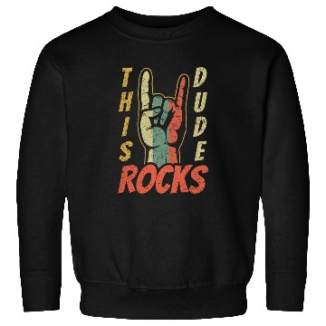 Discover Retro Rock Sign Rock Hand Metal Kid Rocker Sweatshirts