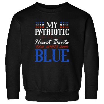 Discover My Patriotic Heart Beats Red White and Blue 4th Sweatshirts