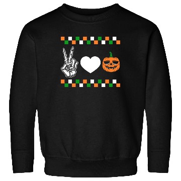 Discover Halloween Sweatshirts, Peace Love Pumpkin Skeleton Hand