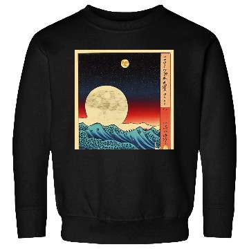 Discover Ukiyo-e Moon over Mountain Range, Japanese Print Sweatshirts