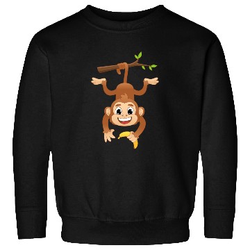 Discover Monkey Holding Banana On Tree Primate Gorilla ape Sweatshirts