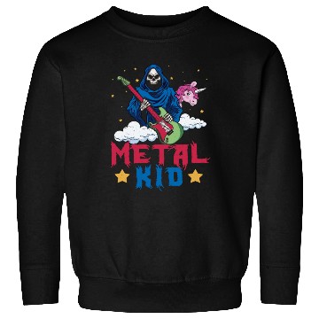 Discover Grim Bone Unicorn Rainbow Metal Rock Metal Kid Sweatshirts