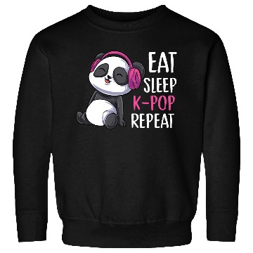 Discover Eat Sleep K-pop Repeat Panda bear korean music Sweatshirts