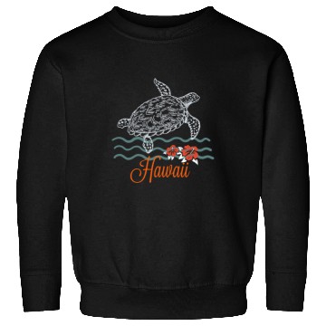 Discover Hawaii Sea Turtle Hibiscus Flowers Souvenir Sweatshirts