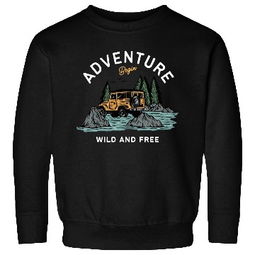 Discover Light Blue Illustration Adventure Sweatshirts