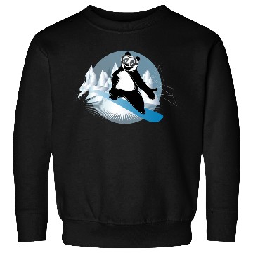 Discover cool panda bear is snowboarding in the mountains Sweatshirts