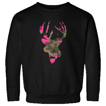 Discover Deer Womens Camo Outfitter Black Sweatshirts