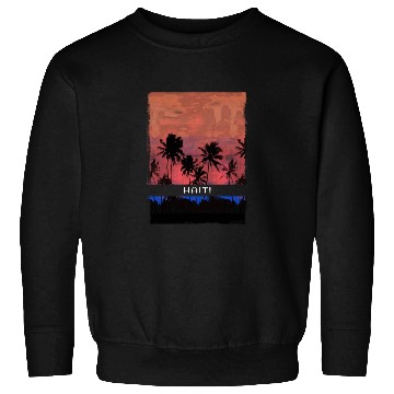 Discover Haiti Caribbean Vacation Souvenir Palm Tree Beach Sweatshirts