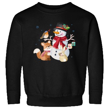 Discover Snowman with fox, rabbit and robin Sweatshirts