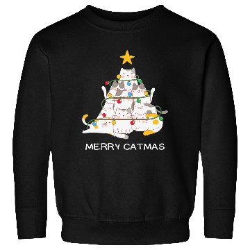 Discover Meowy And Bright Christmas Tree Lights Funny Meowy Sweatshirts