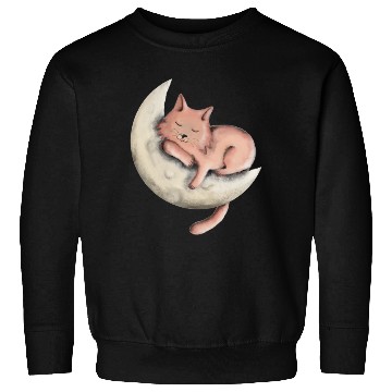 Discover cute cat on the moon digital art |cat lovers Sweatshirts