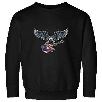 Discover Guitar Eagle USA Flag Patriotic Guitar Lovers US Sweatshirts