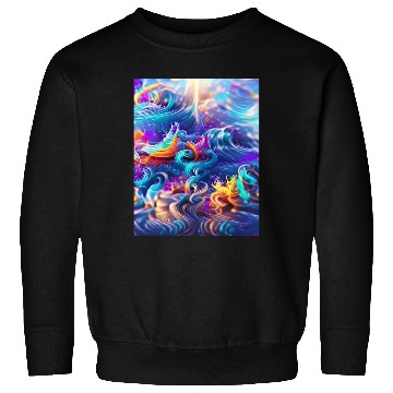 Discover Colorful ocean waves art Sweatshirts