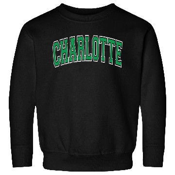 Discover Charlotte Varsity Style Green Text Sweatshirts