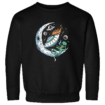 Discover Alien lounging on moon coffee Sweatshirts