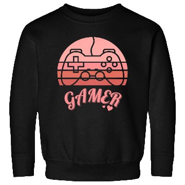 Discover Pink Retro Gamer Valentine Day Sweatshirts