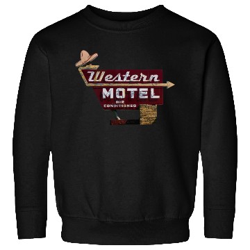 Discover Route 66 Neon Western Motel Bethany Oklahoma Sweatshirts
